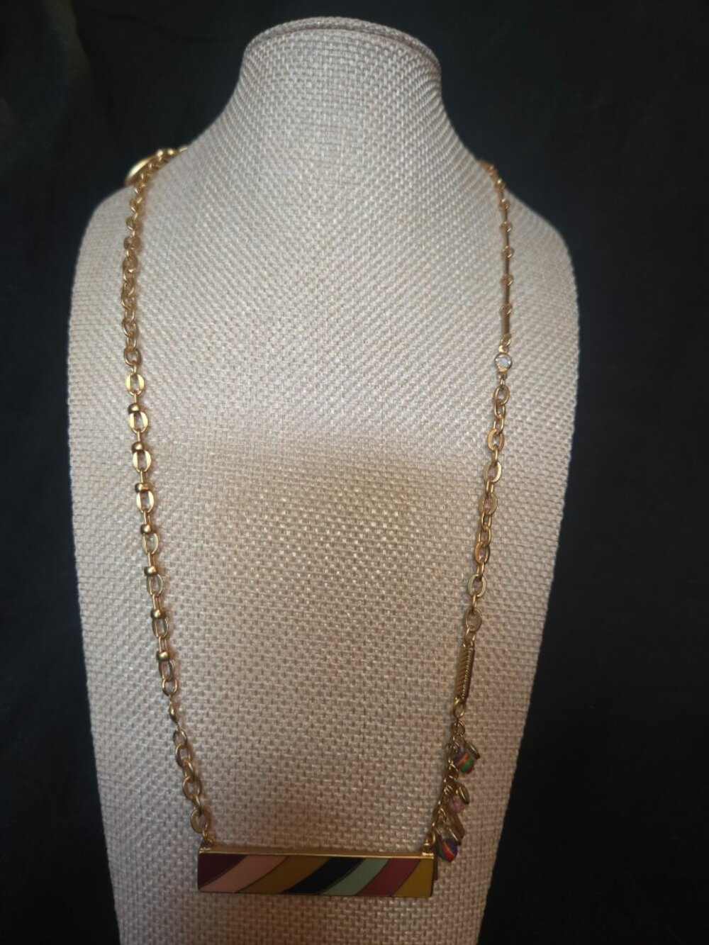 Chico's NWT Multicolor Striped Bar Necklace - Picture 4 of 6